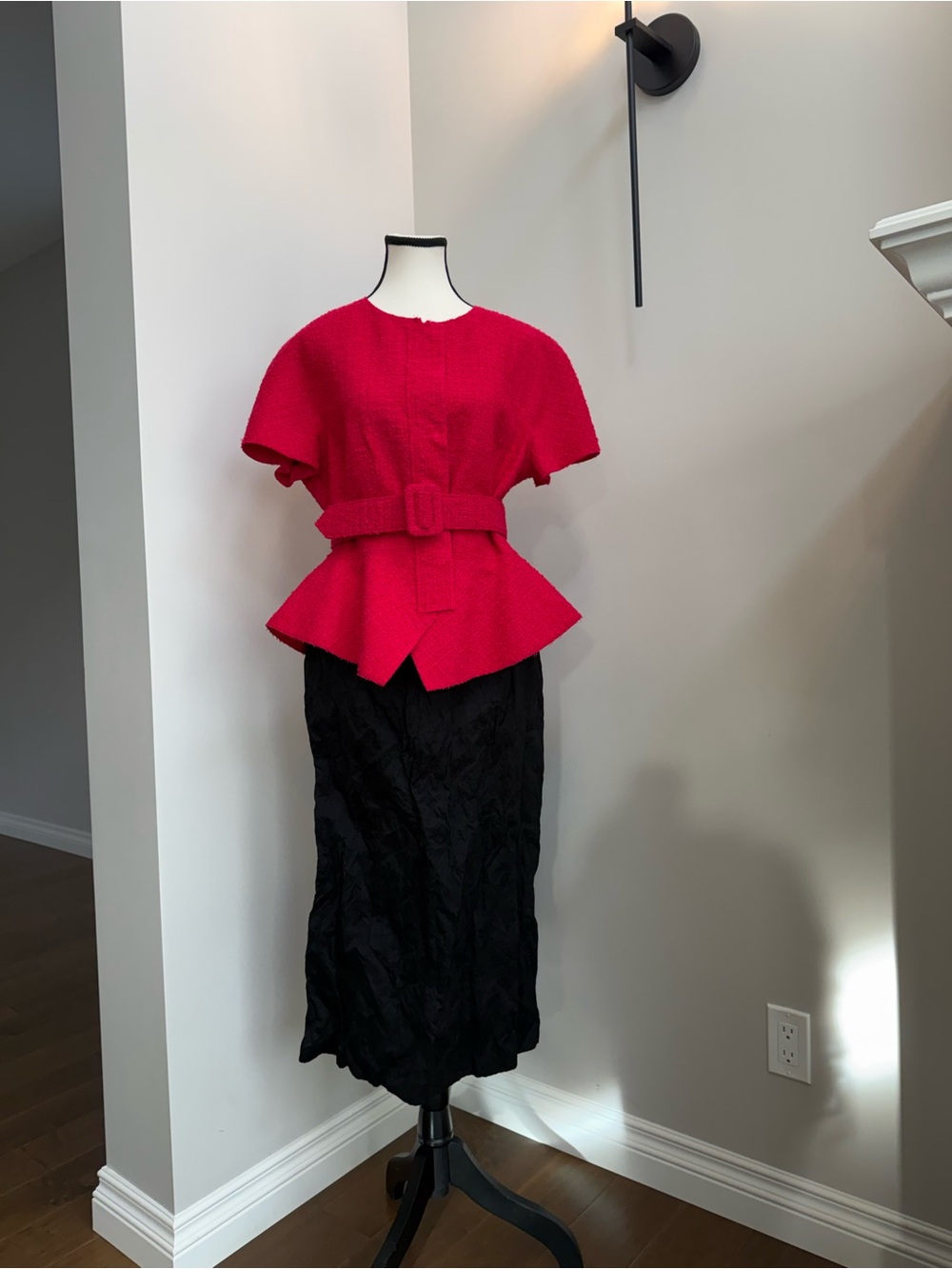 Oscar de la Renta Belted Tweed Peplum Jacket ASO Royals, Amal Clooney